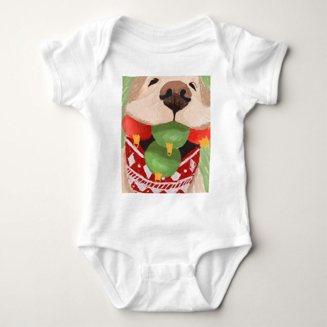 Body Para Bebé Navidades de Golden Retriever Balls Mouth Hilariou (Anverso)