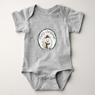 Body Para Bebé Navidades de invierno Nieve de cerdo (blanca)