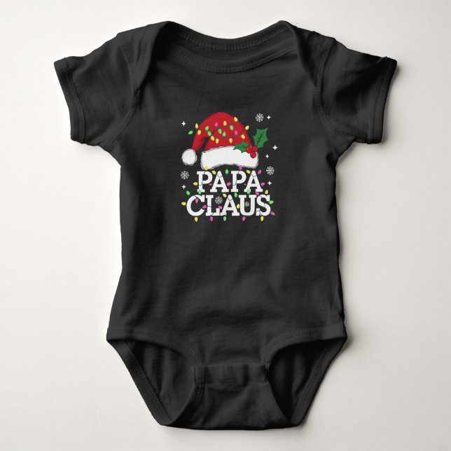 Body Para Bebé Navidades de Papa Claus alumbran a la familia Paja (Anverso)