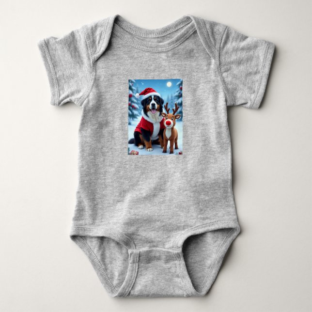 Body Para Bebé Navidades de Perro de Montaña de Bernese (Anverso)
