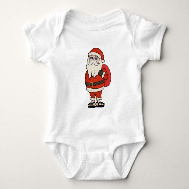 Body Para Bebé Navidades de Santa Claus Flip Flops (Anverso)