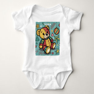 Body Para Bebé Navidades de Whimsical Patchwork Teddy Bear