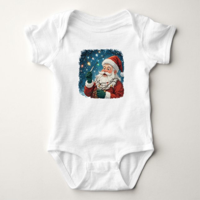 Body Para Bebé Navidades diseñan Santa con luces (Anverso)