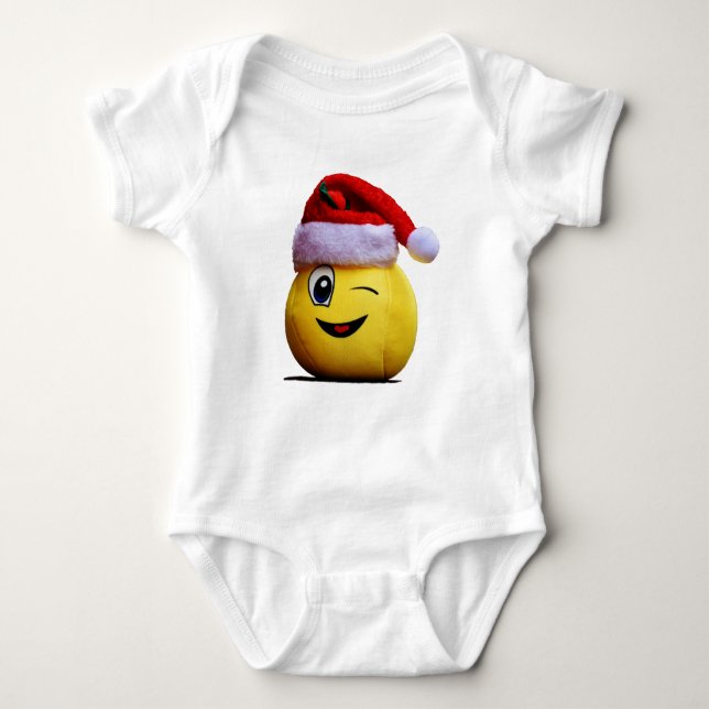 Body Para Bebé Navidades Emoji divertida Wink Sonríe Santa Cara A (Anverso)