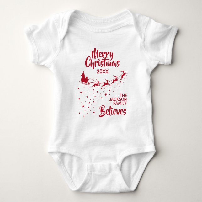 Body Para Bebé Navidades Familia de vacaciones de renos de trineo (Anverso)