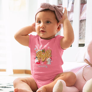 Body Para Bebé Navidades familiares Santa Hat Gingerbread Alphabe