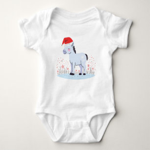 Body Para Bebé Navidades felices caballos con Santa Hat y flores