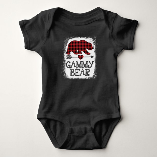 Body Para Bebé Navidades Gammy Bear Pajama Red Plaid Buffalo Fami (Anverso)