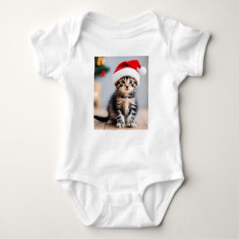 Body Para Bebé Navidades Gato Kitty con Sombrero Santa, Gatito