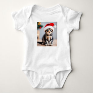 Body Para Bebé Navidades Gato Kitty con Sombrero Santa, Gatito
