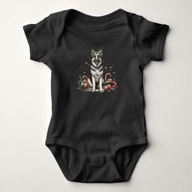 Body Para Bebé Navidades German Shepherd (Anverso)