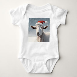 Body Para Bebé Navidades Goat con fondo de nieve Santa Hat