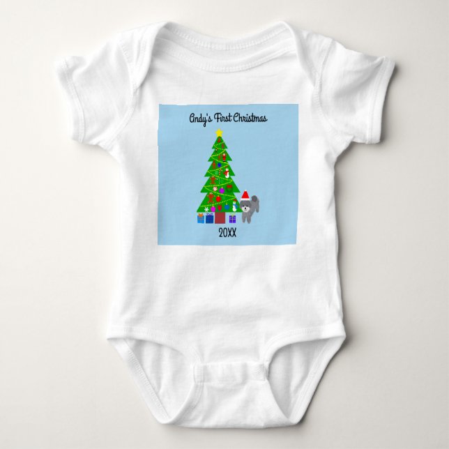 Body Para Bebé Navidades Gray Poodle #5 Baby Bodysuit (Anverso)