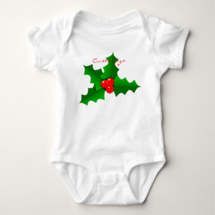 Body Para Bebé Navidades Green y red holly Thunder_Cove