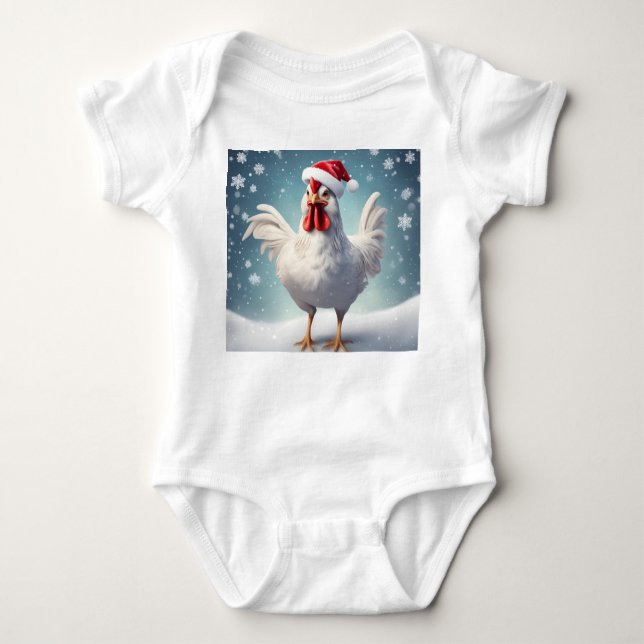 Body Para Bebé Navidades Hen con Nieve, Holiday Hen, Navidades (Anverso)