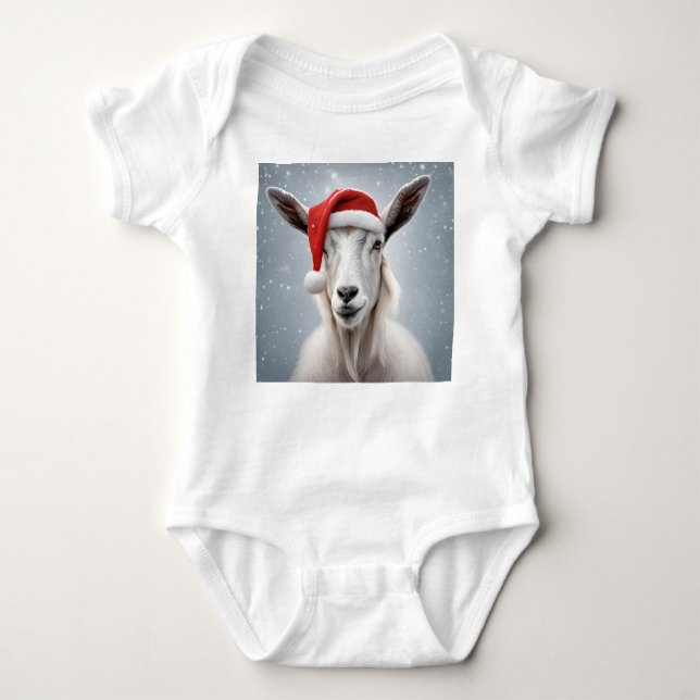 Body Para Bebé Navidades Holiday Goat Santa Hat Snow (Anverso)