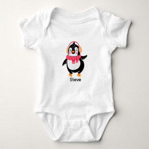 Body Para Bebé Navidades Jolly Penguin en una bufanda con bocanad