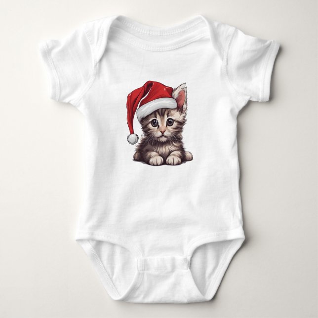 Body Para Bebé Navidades Kitten con Sombrero de Santa, gato de Ki (Anverso)