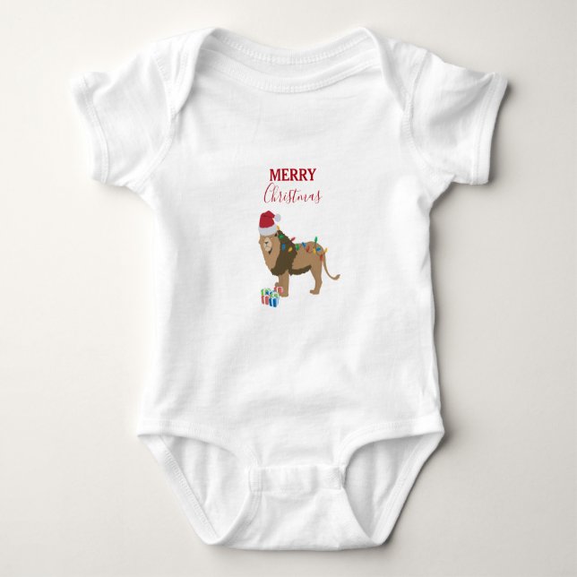 Body Para Bebé Navidades leen divertidos animales con Santa Hat (Anverso)