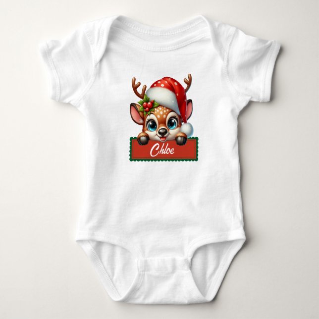 Body Para Bebé Navidades lindos reno Baby Bodysuit (Anverso)