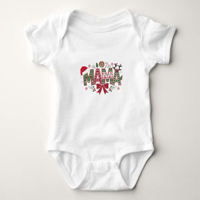 Body Para Bebé Navidades Mama Coquette Bow Mama Claus Tree Cake (Anverso)