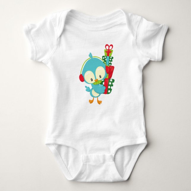 Body Para Bebé Navidades Pájaro, pájaro lindo, regalos, regalos,  (Anverso)