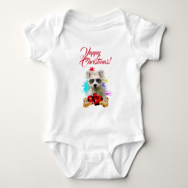 Body Para Bebé Navidades personalizables Cute Westie Dog Yappy (Anverso)