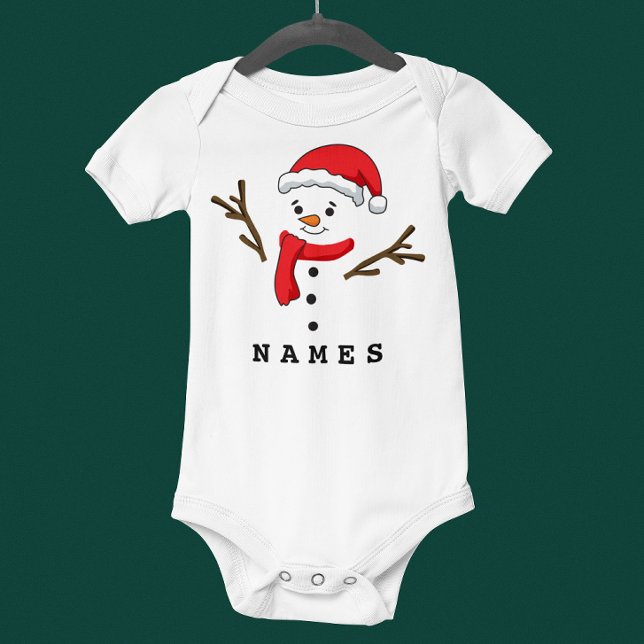 Body Para Bebé Navidades personalizados celebran divertido hombre (Personalized Christmas Festive Funny Snowman Baby Bodysuit)