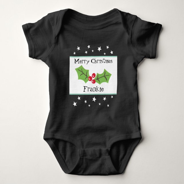 Body Para Bebé Navidades personalizados Holly & Berries (Anverso)