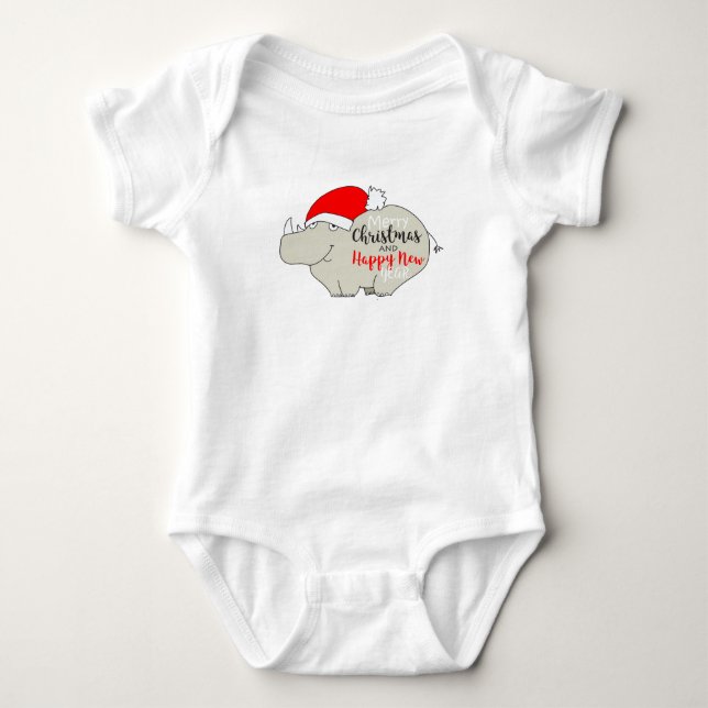 Body Para Bebé Navidades Personalizados Rhino Cute (Anverso)