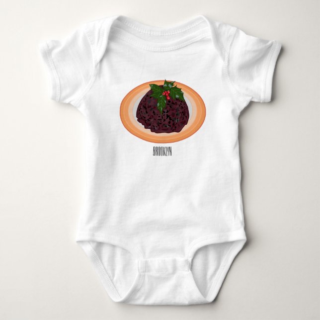 Body Para Bebé Navidades pudding personalizado ilustracion (Anverso)