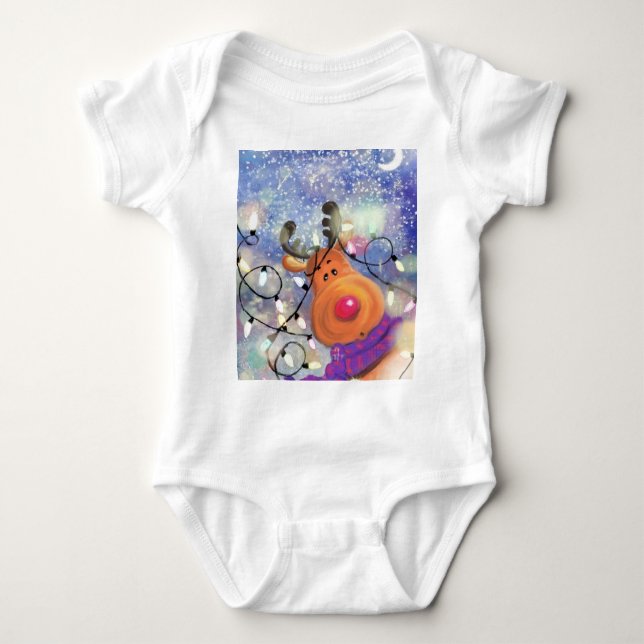 Body Para Bebé Navidades renos felices Baby Bodysuit (Anverso)