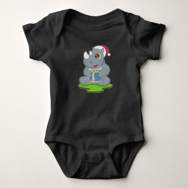 Body Para Bebé Navidades rinocerontes Santa hat (Anverso)