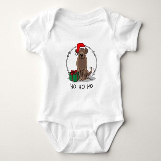 Body Para Bebé Navidades Santa Chocolate Labrador Retriever Cute (Anverso)