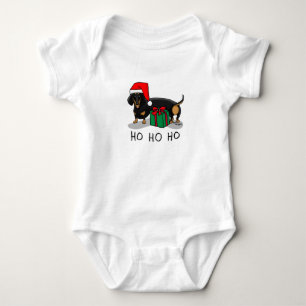 Body Para Bebé Navidades Santa Dachshund (S black & tan) Cute