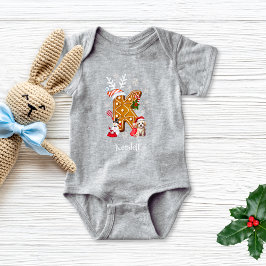 Body Para Bebé Navidades Santa Gingerbread Nombre Letra K Boy
