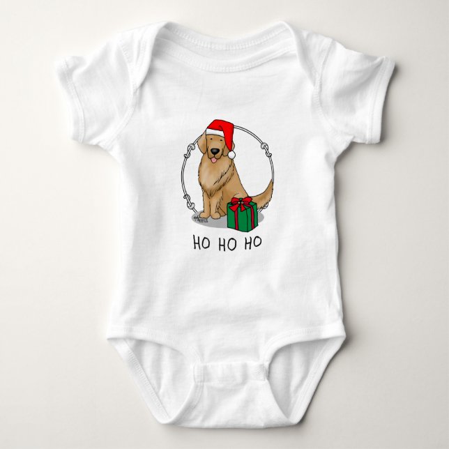 Body Para Bebé Navidades Santa Hat Golden Retriever Dog Cute (Anverso)