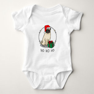 Body Para Bebé Navidades Santa Hat Pug Dog (flor claro) Cute
