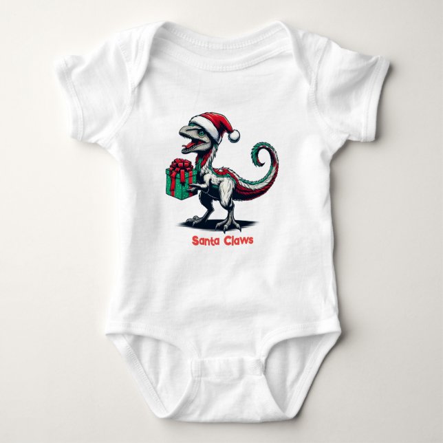Body Para Bebé Navidades Santa hat raptor (Anverso)