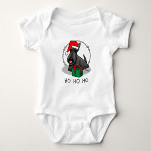 Body Para Bebé Navidades Santa Hat Scottish Terrier (negro)