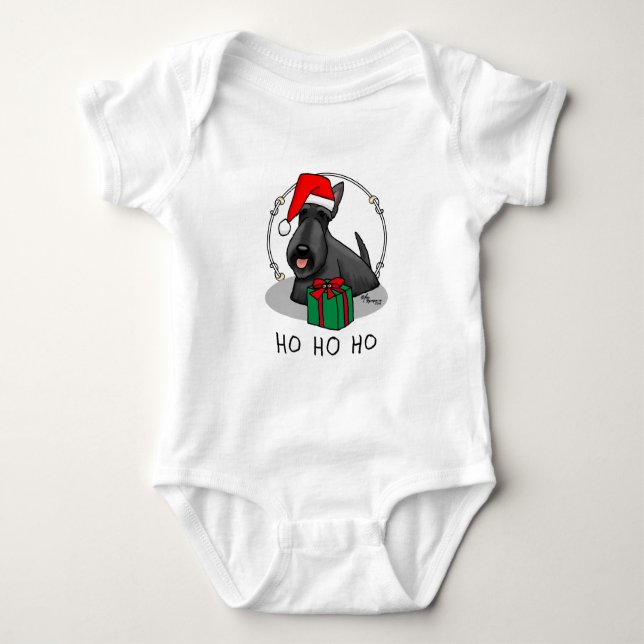 Body Para Bebé Navidades Santa Hat Scottish Terrier (negro) (Anverso)