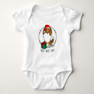 Body Para Bebé Navidades Santa Hat Shetland Sheepdog (estable) Cu