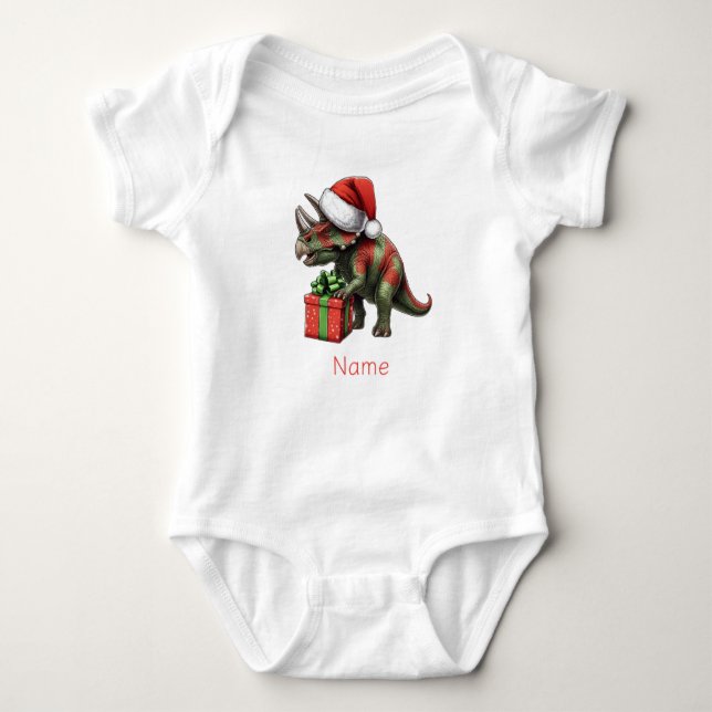 Body Para Bebé Navidades Santa hat triceratops (Anverso)