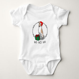 Body Para Bebé Navidades Santa Hat Whippet Dog Fawn & white Cute