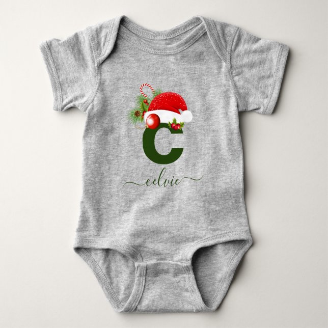 Body Para Bebé Navidades simples de monogramas personalizados por (Anverso)