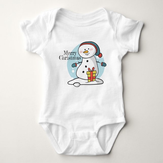 Body Para Bebé Navidades Snowman Baby Bodysuit (Anverso)