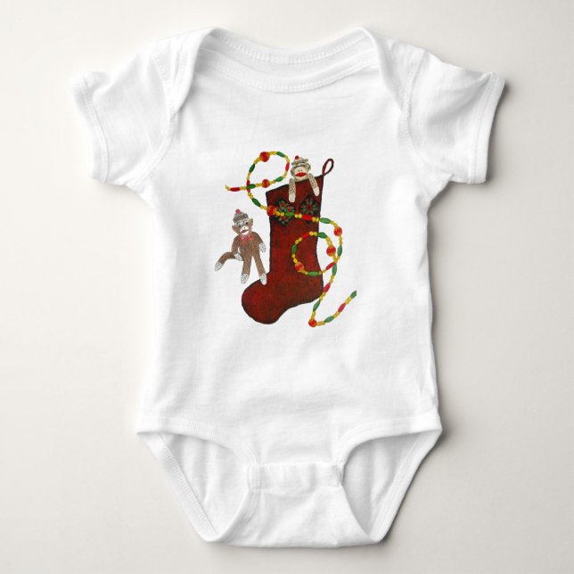 Body Para Bebé Navidades Sock Monkey Baby Creeper (Anverso)