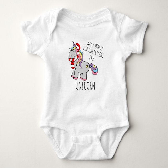 Body Para Bebé Navidades Unicorn Baby Bodysuit (Anverso)
