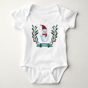 Body Para Bebé Navidades Watercolor Snowman Personalizado