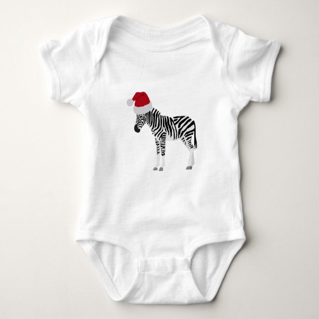 Body Para Bebé Navidades Zebra graciosa animal con Santa Hat (Anverso)